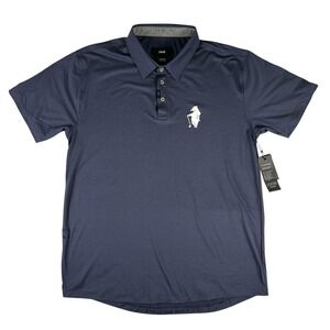 TRUE Linkswear Polo Medium Hogs Head Golf Club Ireland All Day NWT Navy Blue